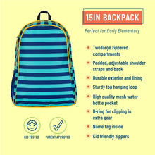 Load image into Gallery viewer, Blue Stripes 15 Inch Backpack
