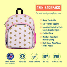 Load image into Gallery viewer, Pink and Gold Stars 12 Inch Backpack
