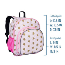 Load image into Gallery viewer, Pink and Gold Stars 12 Inch Backpack
