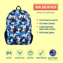 Load image into Gallery viewer, Blue Camo 16 Inch Backpack
