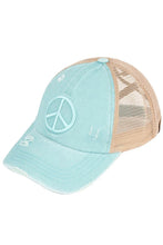 Load image into Gallery viewer, Peace Sign C.C. Beanie Brand Ponytail Hat
